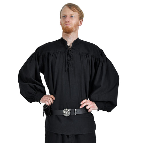 Produktbild Mittelalter Stehkragen Schnürhemd Friedrich schwarz