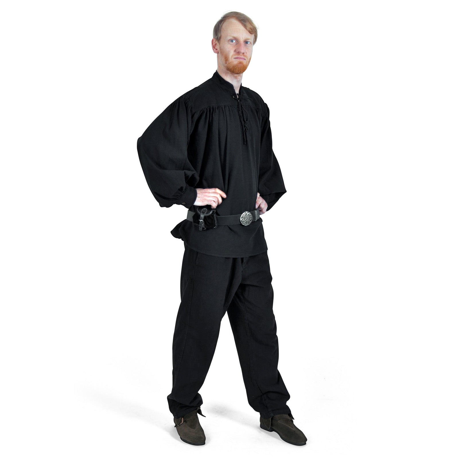 Produktbild Mittelalter Stehkragen Schnürhemd Friedrich schwarz