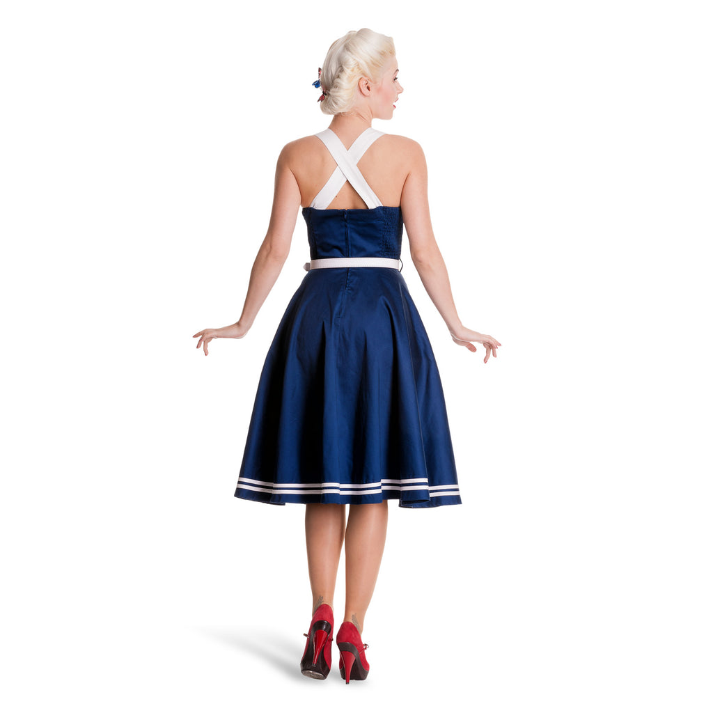 Produktbild Rockabilly Kleid Siren mit Gürtel navy