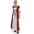 Produktbild Mittelalter Kleid Applonia mit abnehmbaren Ärmeln natur-bordeaux