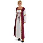 Produktbild Mittelalter Kleid Applonia mit abnehmbaren Ärmeln natur-bordeaux