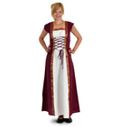 Produktbild Mittelalter Kleid Applonia mit abnehmbaren Ärmeln natur-bordeaux