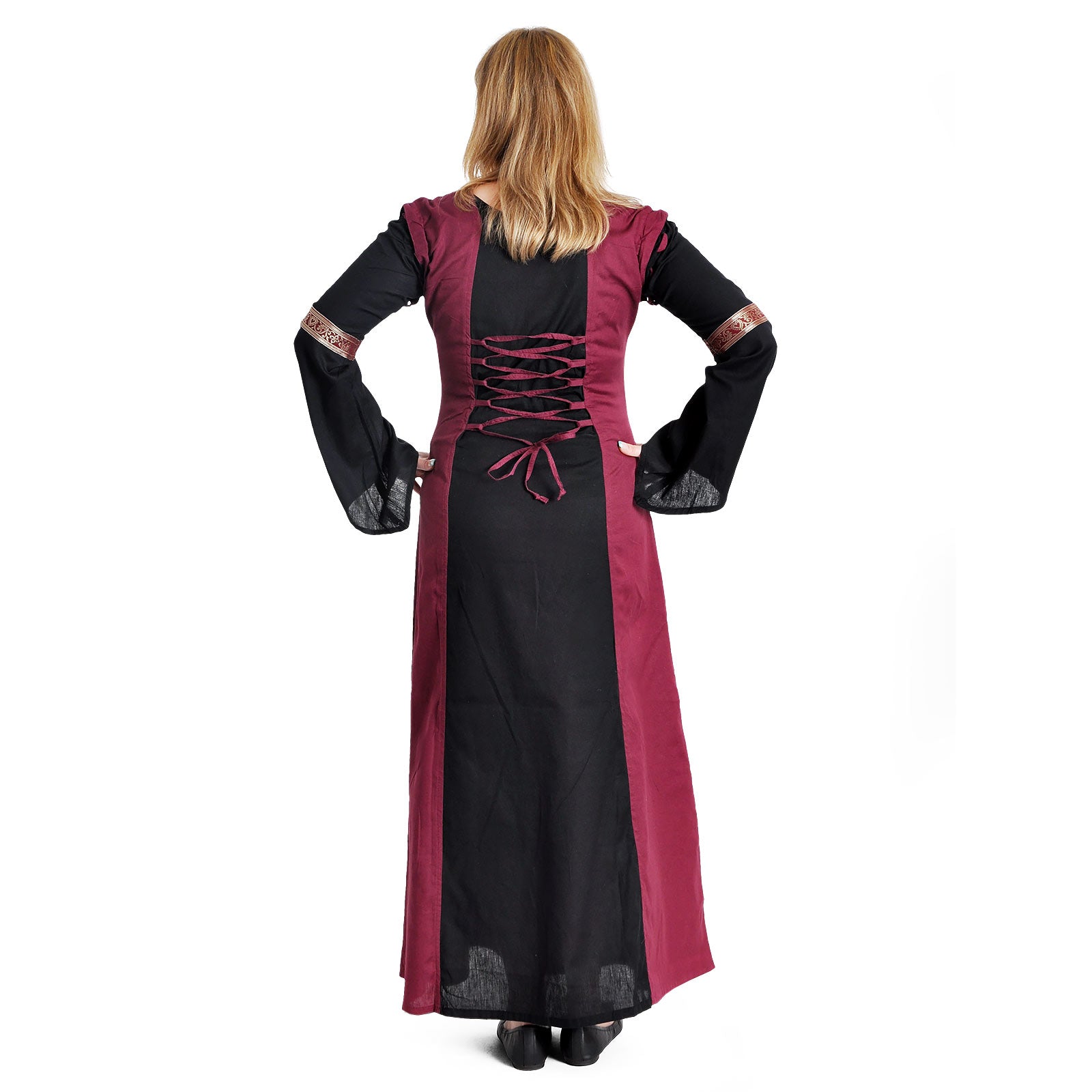 Produktbild Mittelalter Kleid Applonia mit abnehmbaren Ärmeln schwarz-bordeaux