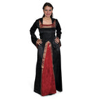 Produktbild Mittelalter Kleid Otilia mit Zipfelkapuze schwarz-bordeaux