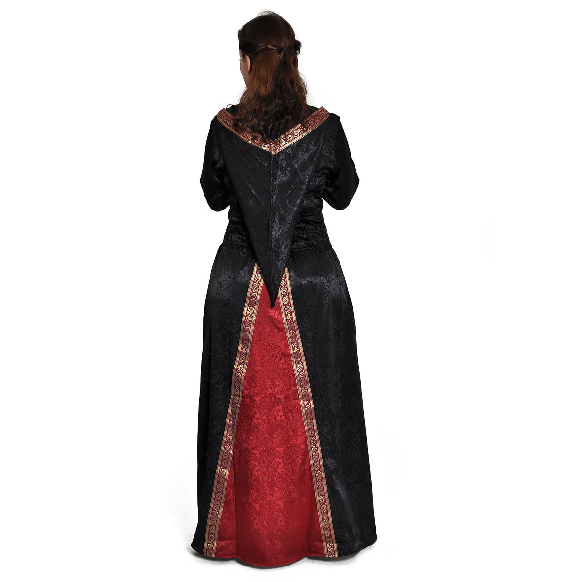 Produktbild Mittelalter Kleid Otilia mit Zipfelkapuze schwarz-bordeaux