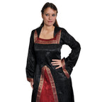 Produktbild Mittelalter Kleid Otilia mit Zipfelkapuze schwarz-bordeaux