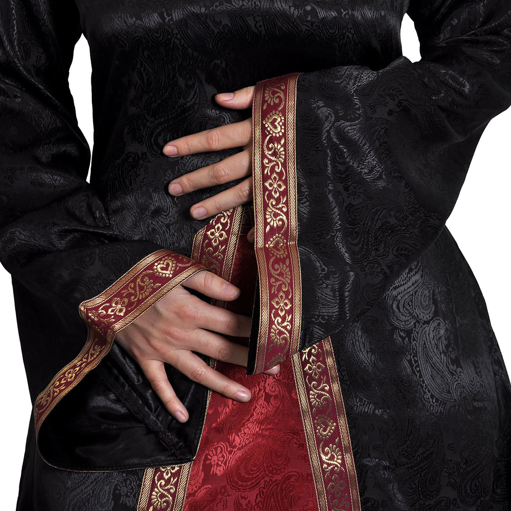 Produktbild Mittelalter Kleid Otilia mit Zipfelkapuze schwarz-bordeaux