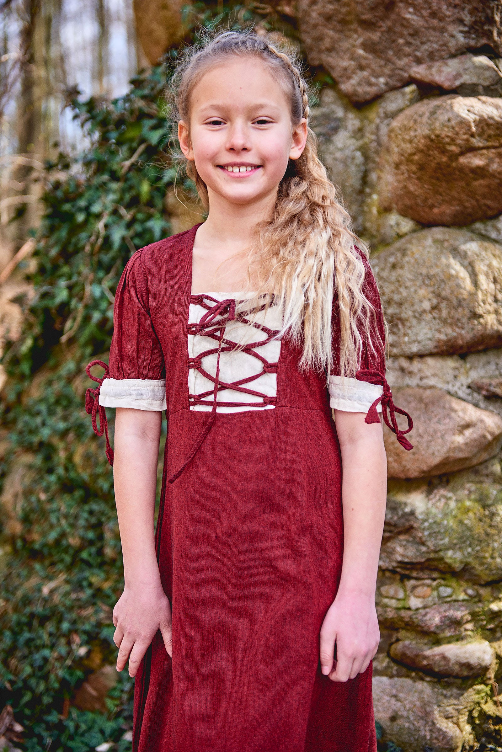 Produktbild Mittelalter Sommer Kleid Kinder rot beige