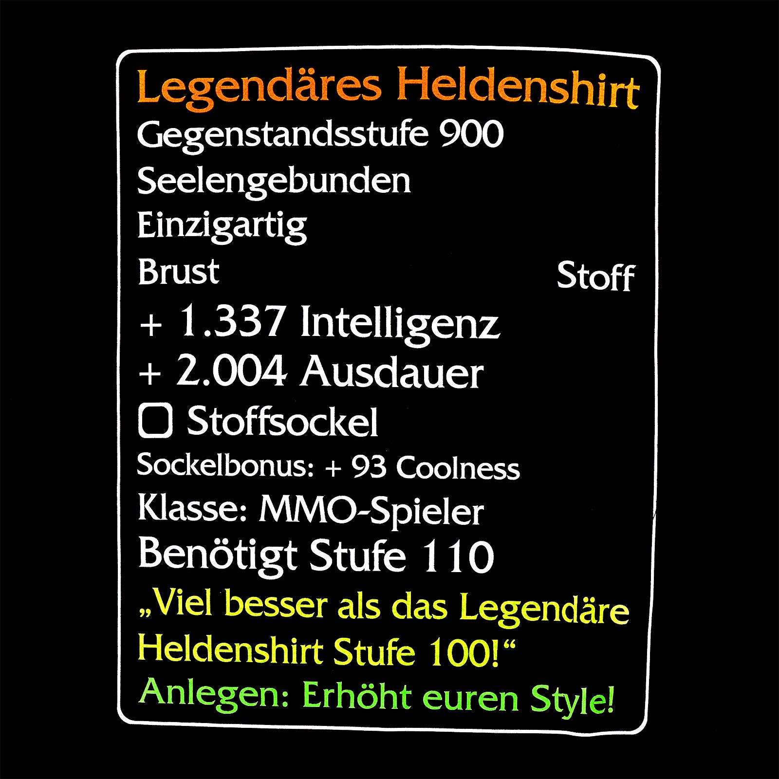 Produktbild Level-110-Item: Legendäres Helden T-Shirt