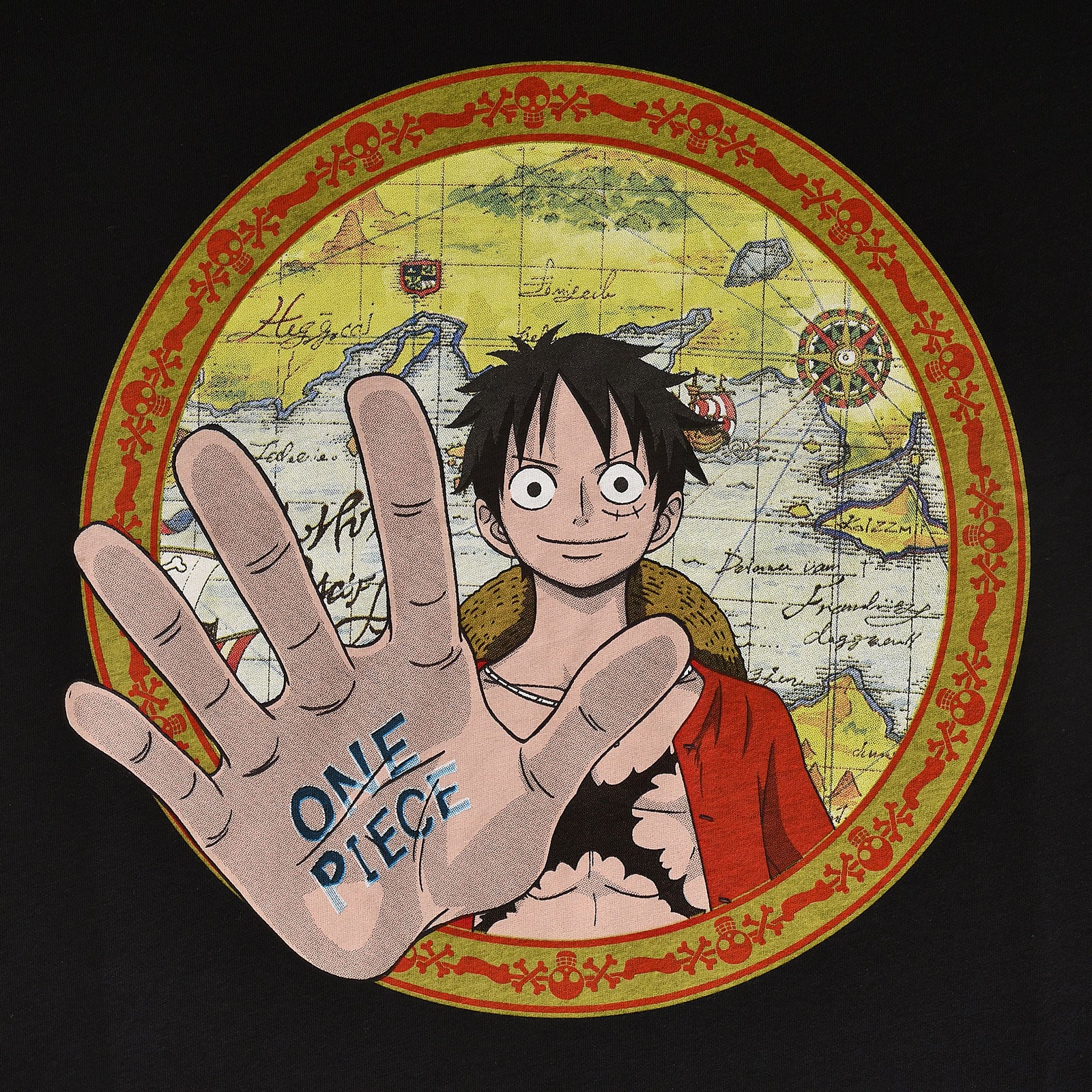 Produktbild One Piece - Map Circle T-Shirt schwarz