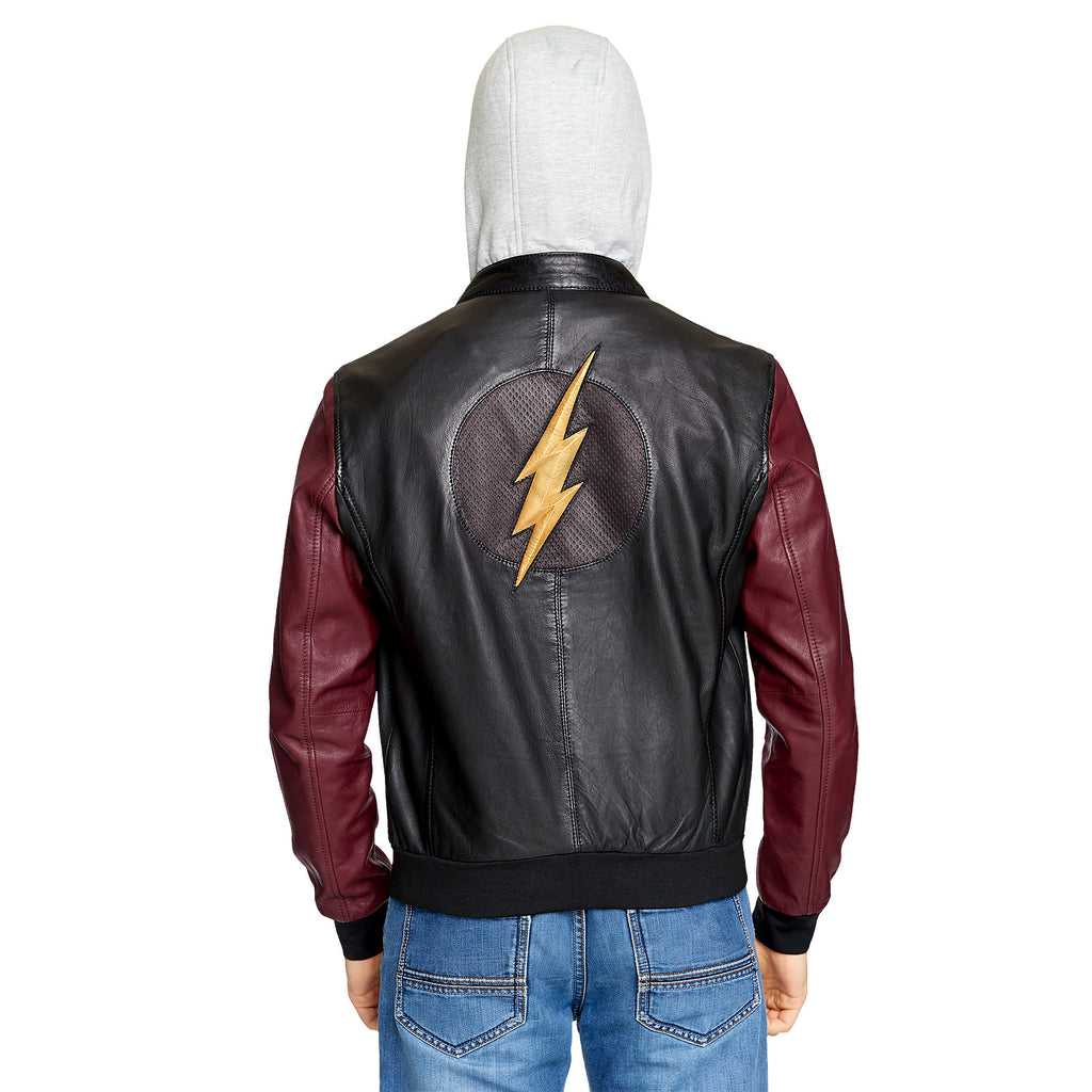 Produktbild Flash - Logo Lederjacke mit Kapuze