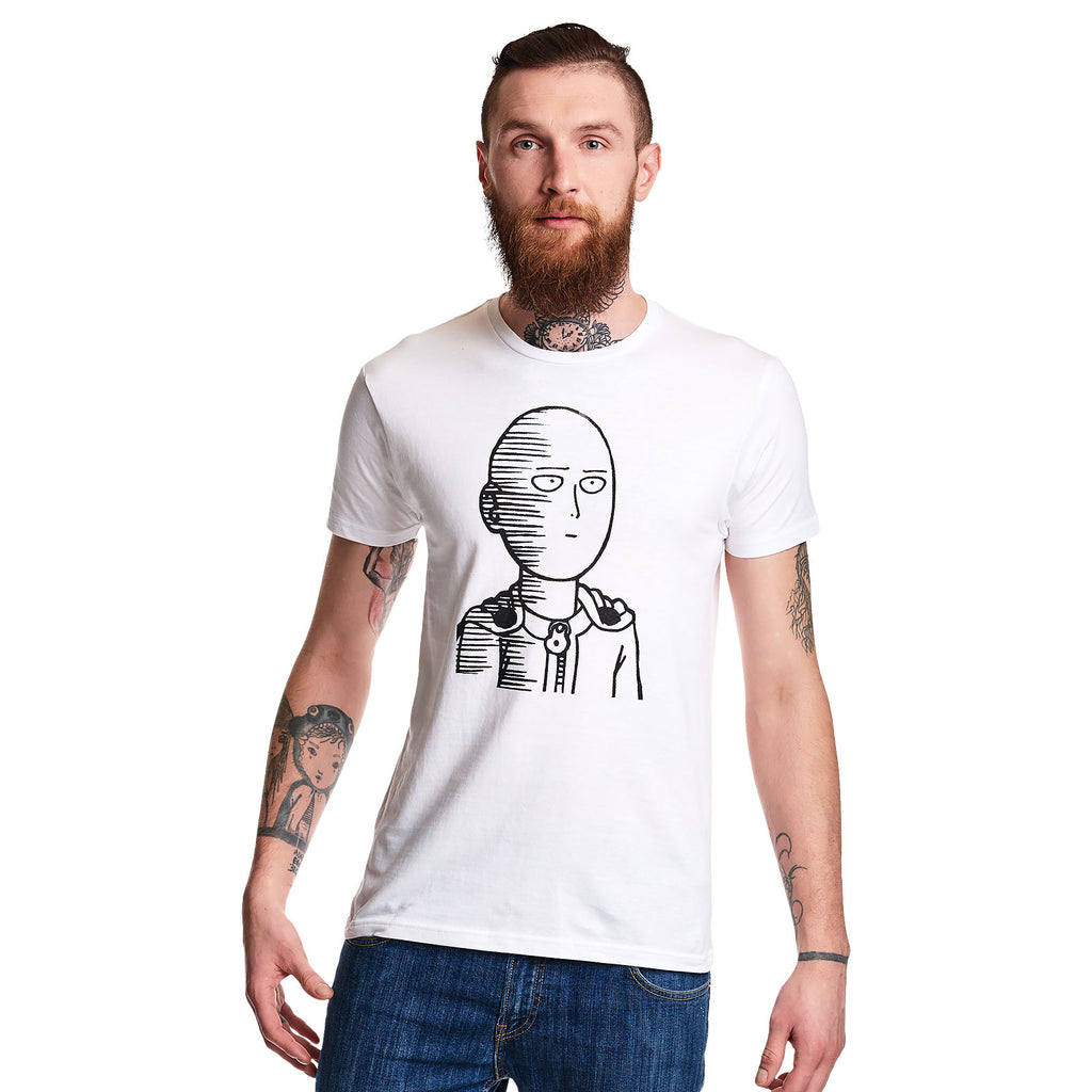 One Punch Man - Saitama Sketch T-Shirt weiß