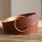 Product image Medieval ring belt with Celtic embossing brown