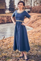 Product image Medieval Dress Ennlin with Short Sleeves Blue