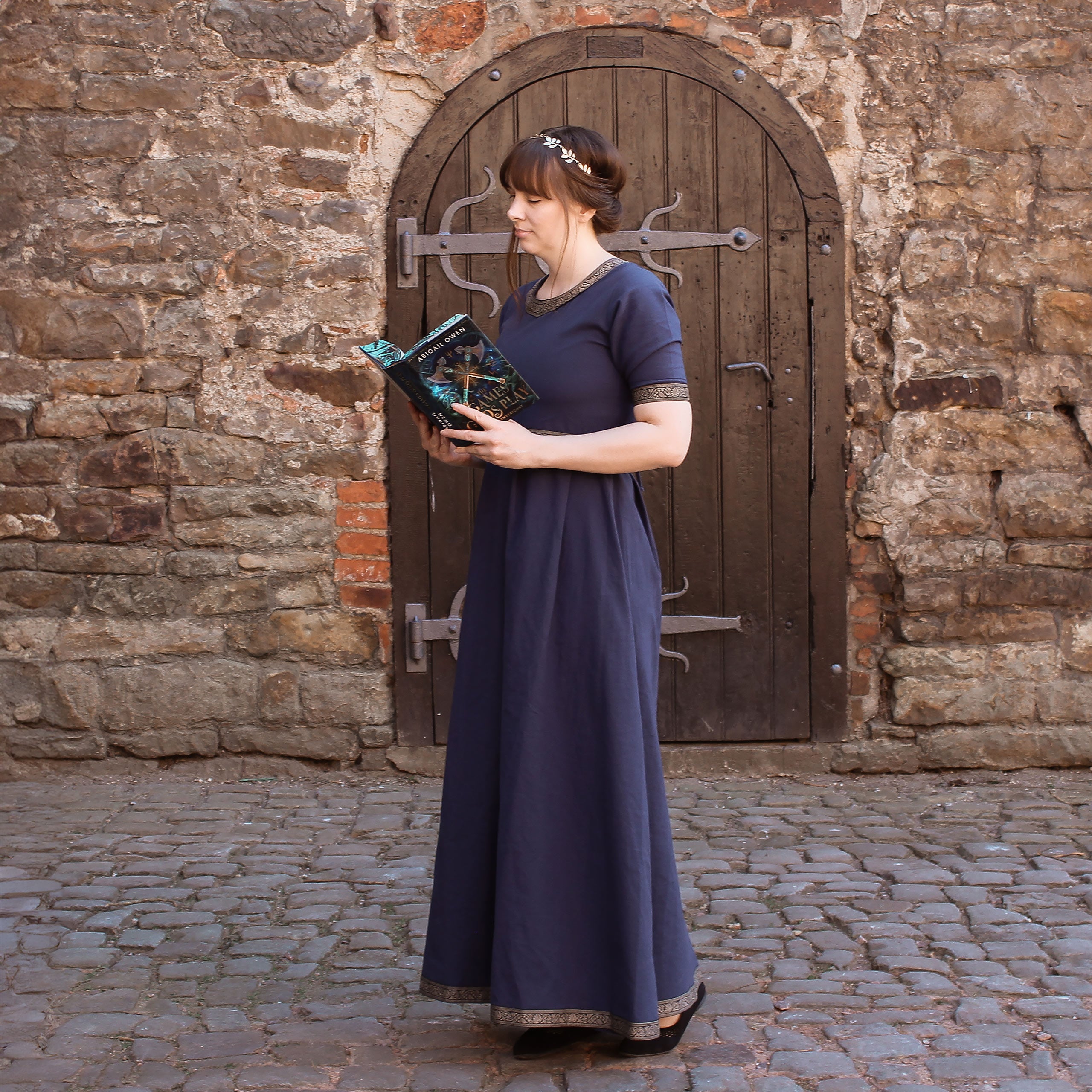Produktbild Mittelalter Kleid Ennlin mit Kurzarm blau