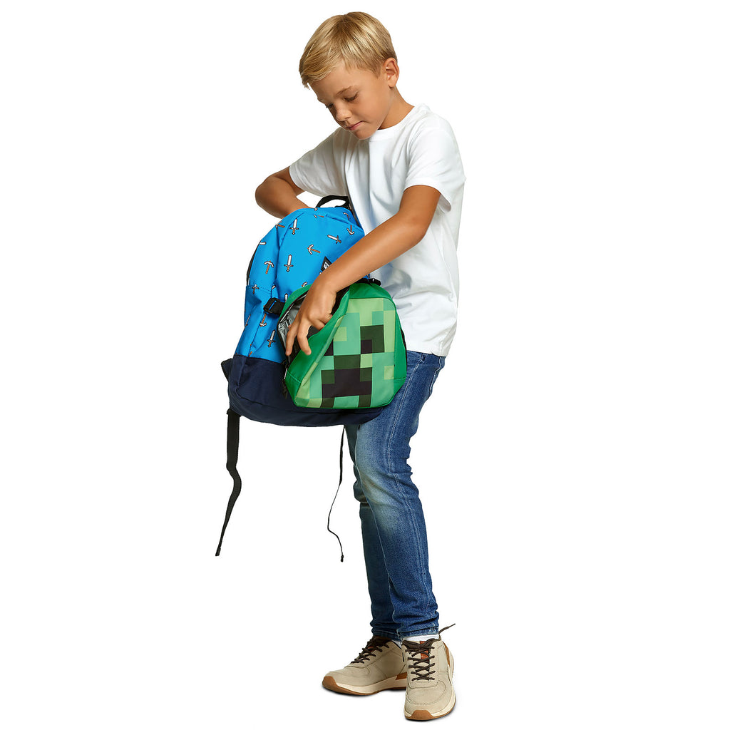Produktbild Minecraft - Sword & Axe Rucksack mit Creeper Mini Bag