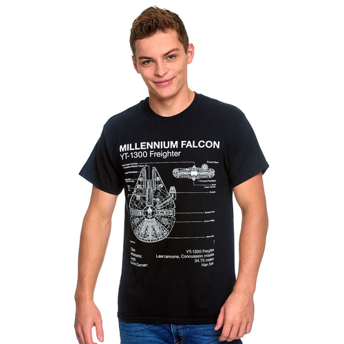 Produktbild Star Wars - Millennium Falcon Sketch T-Shirt schwarz