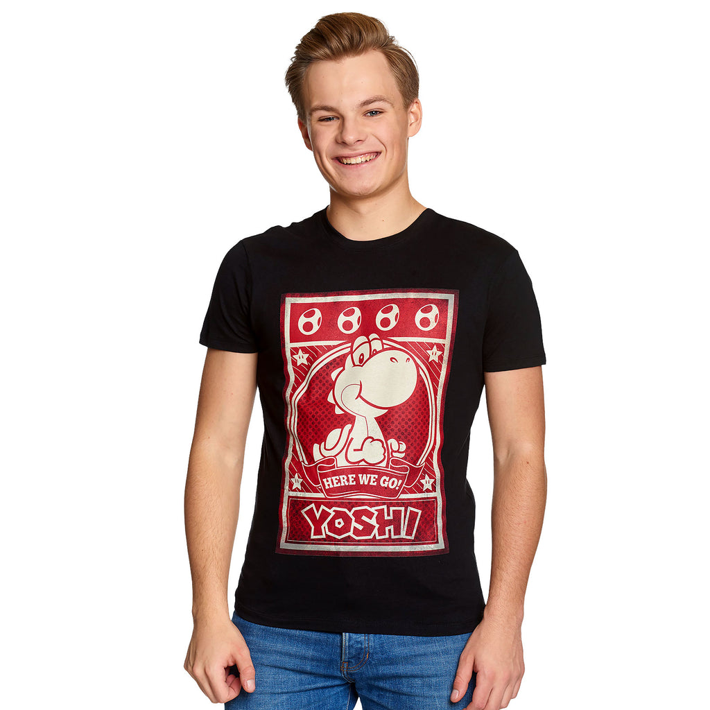 Produktbild Super Mario - Yoshi Here We Go Poster T-Shirt schwarz