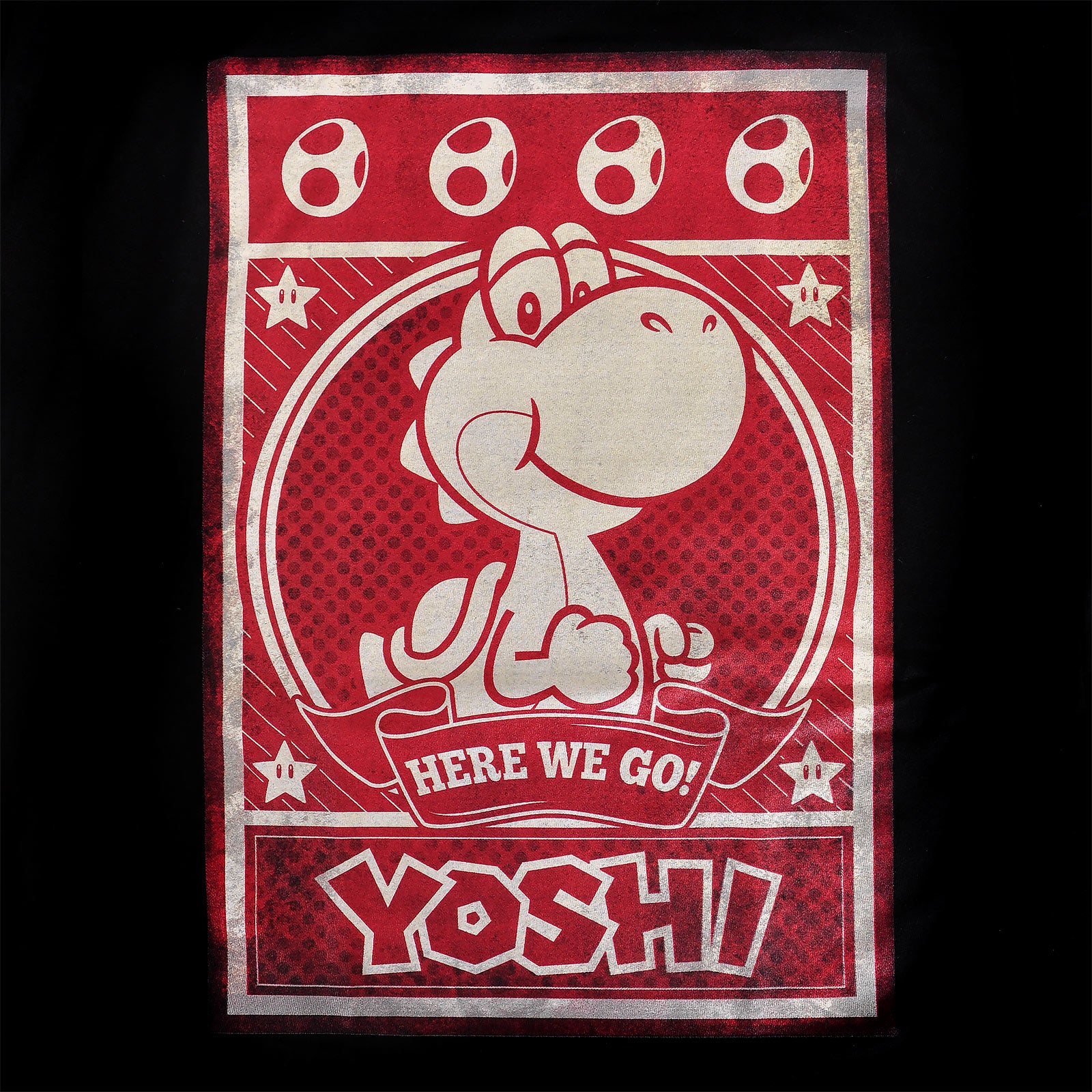 Produktbild Super Mario - Yoshi Here We Go Poster T-Shirt schwarz