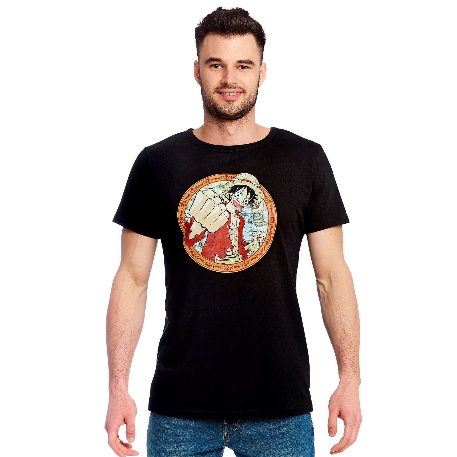 Produktbild One Piece - Ruffy Map T-Shirt schwarz