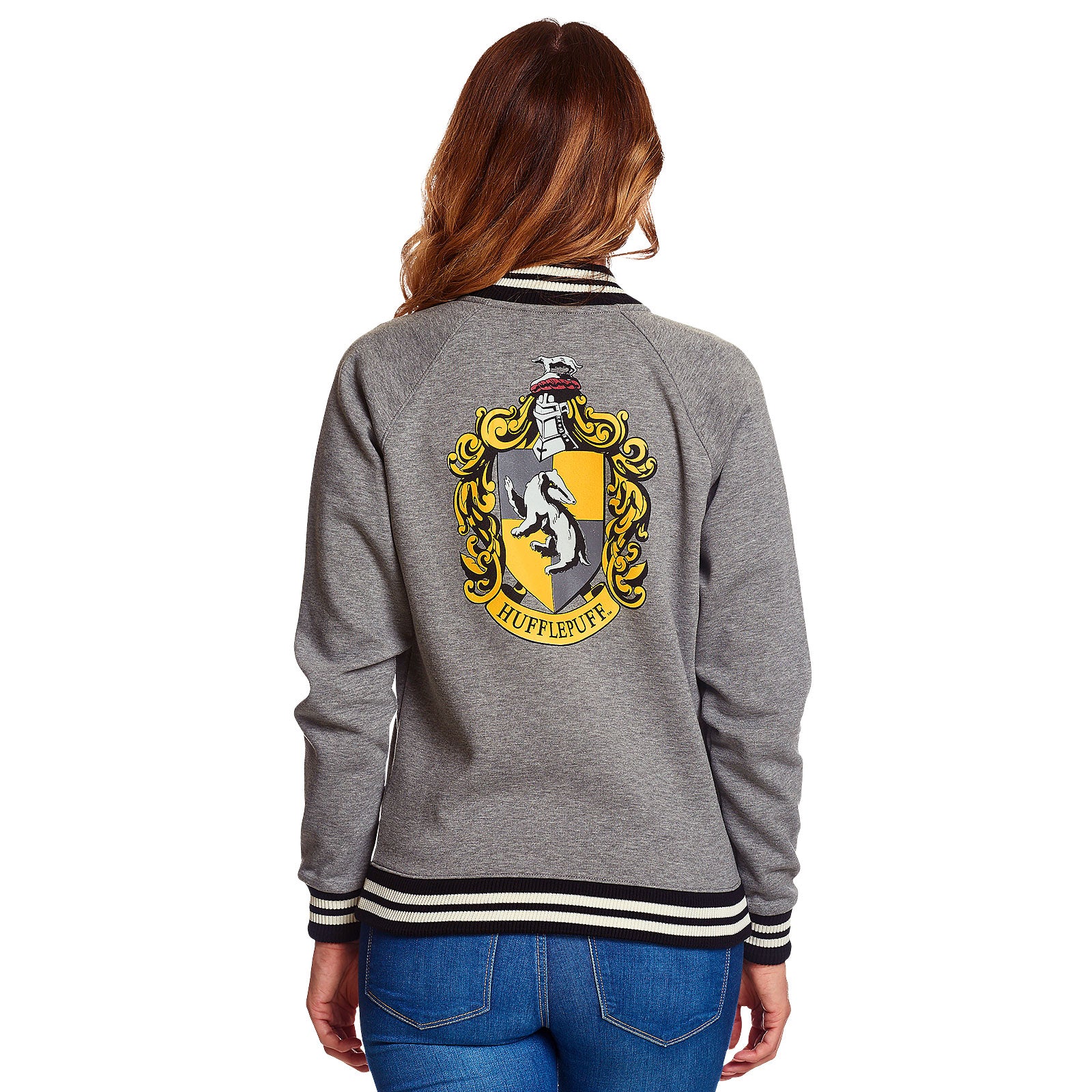 Produktbild Harry Potter - Hufflepuff Wappen College Jacke Damen grau