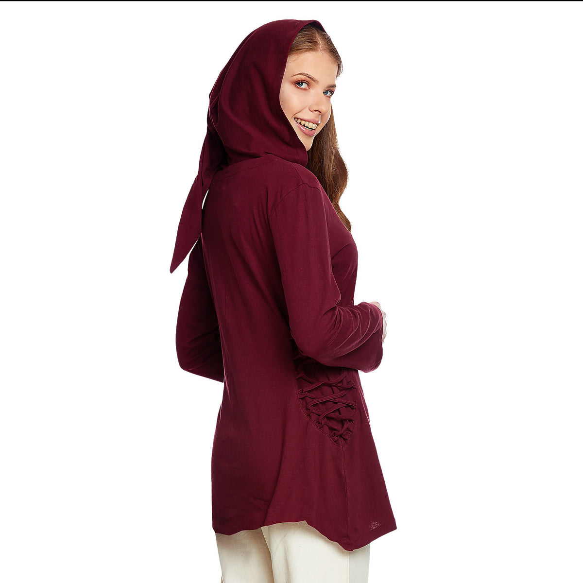 Produktbild Mittelalter Bluse Lea mit Kapuze rot