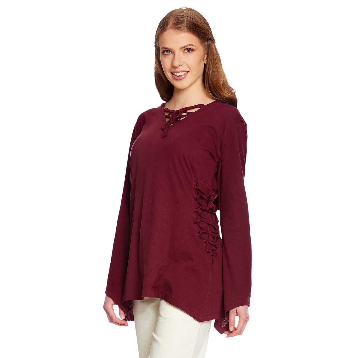 Produktbild Mittelalter Bluse Lea mit Kapuze rot