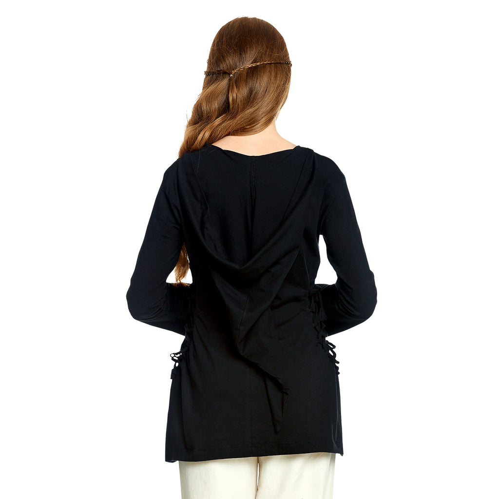 Produktbild Mittelalter Bluse Lea mit Kapuze schwarz