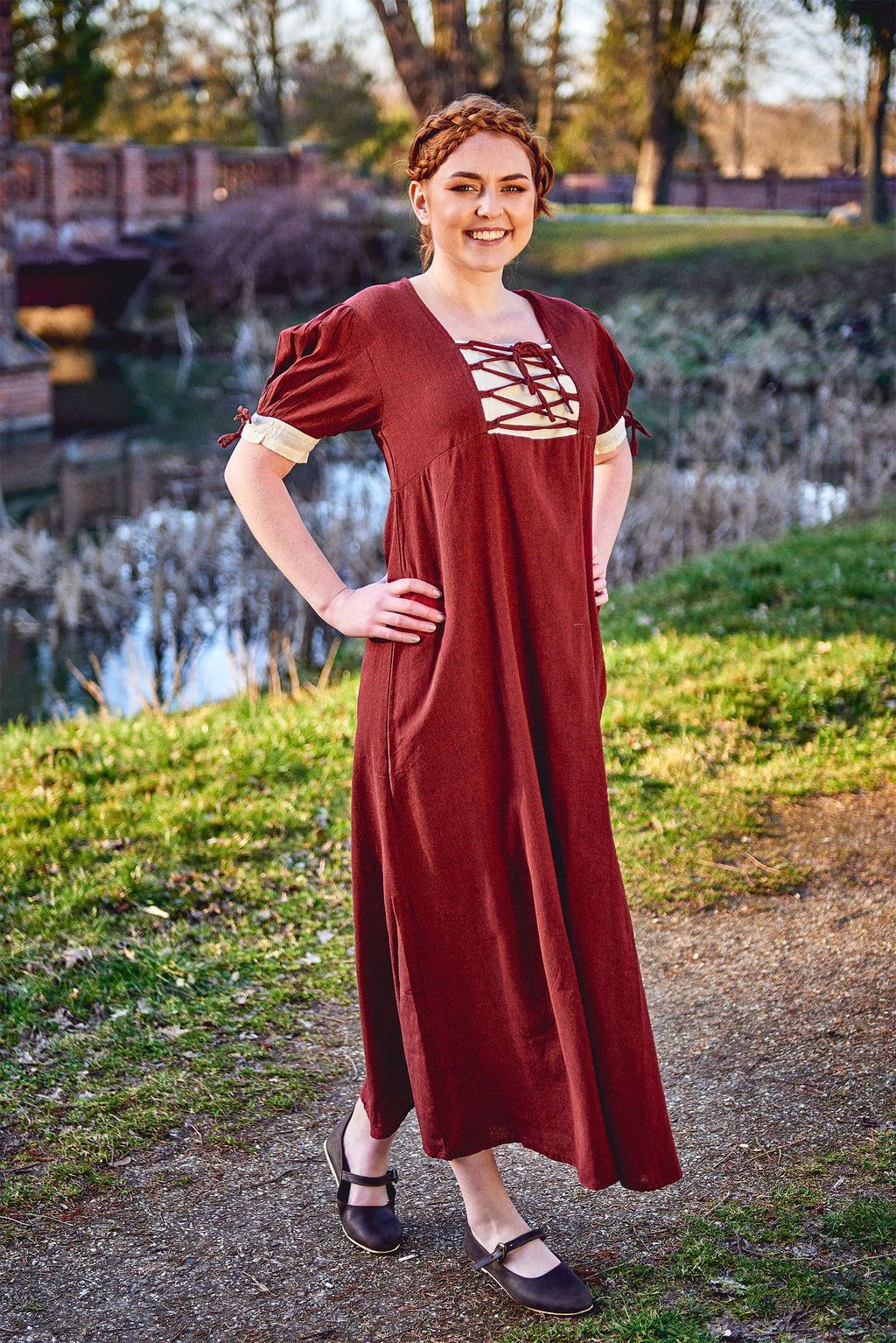 Produktbild Mittelalter Sommer Kleid Lysa rot-beige