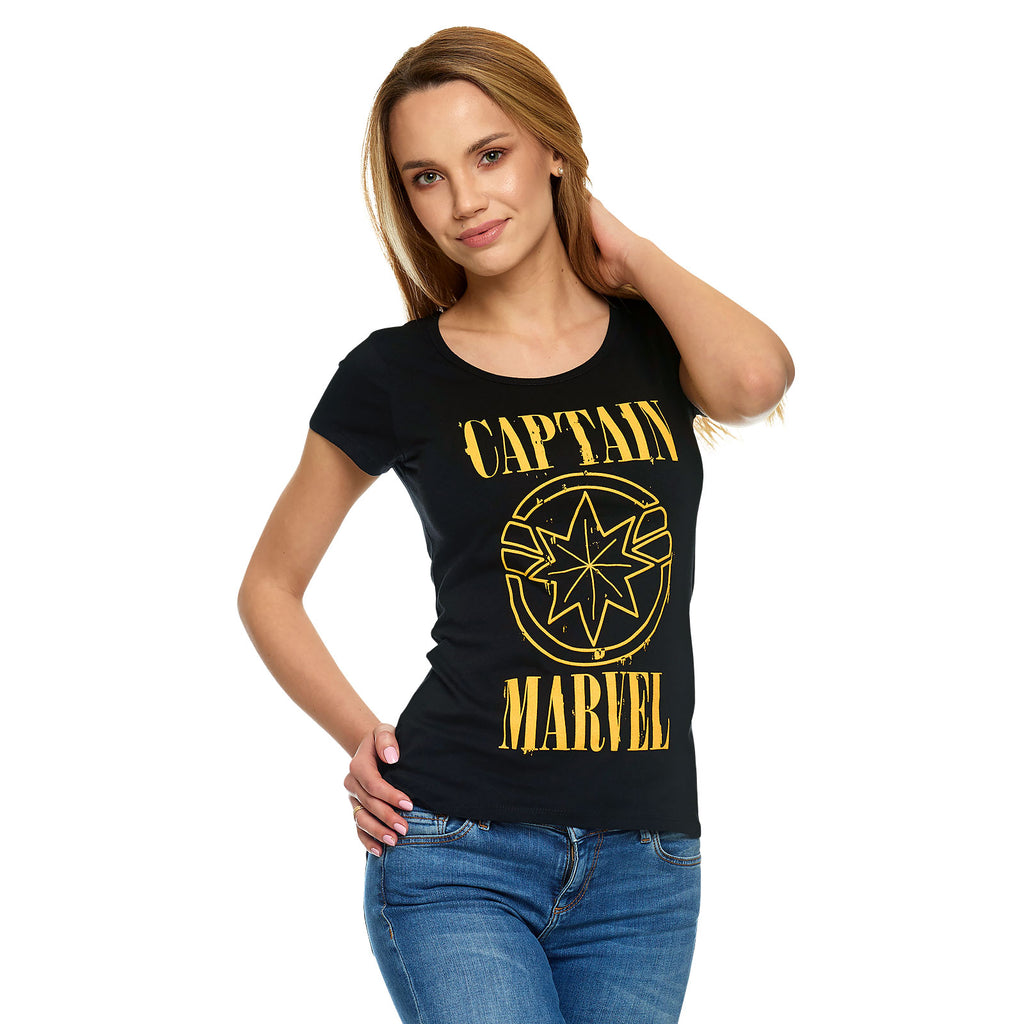 Produktbild Captain Marvel - Grunge Logo T-Shirt Damen schwarz
