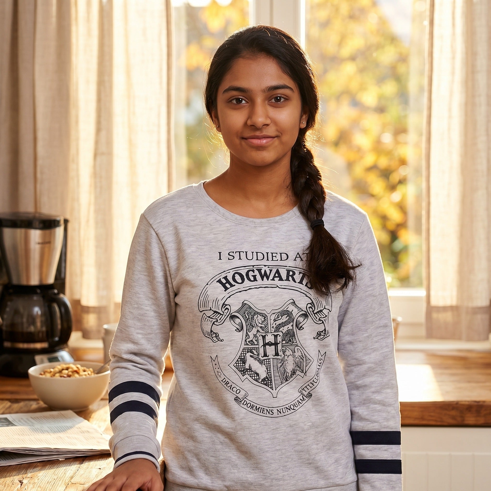 Produktbild Harry Potter - I Studied at Hogwarts Damen Sweater grau