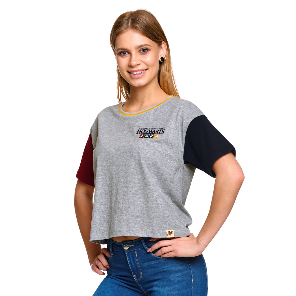 Produktbild Harry Potter - Hogwarts Crop Top Damen grau