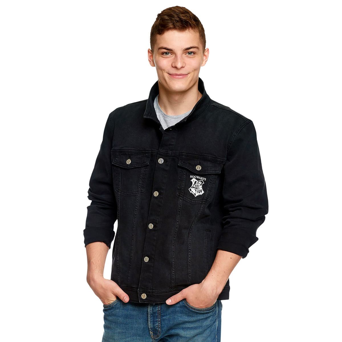 Produktbild Harry Potter - Hogwarts Wappen Jeansjacke schwarz