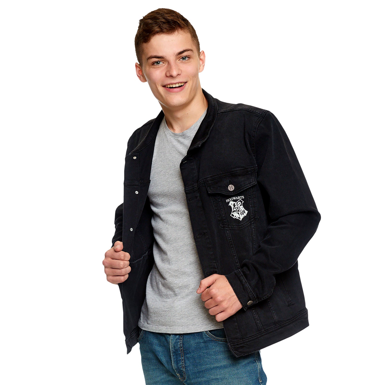 Produktbild Harry Potter - Hogwarts Wappen Jeansjacke schwarz