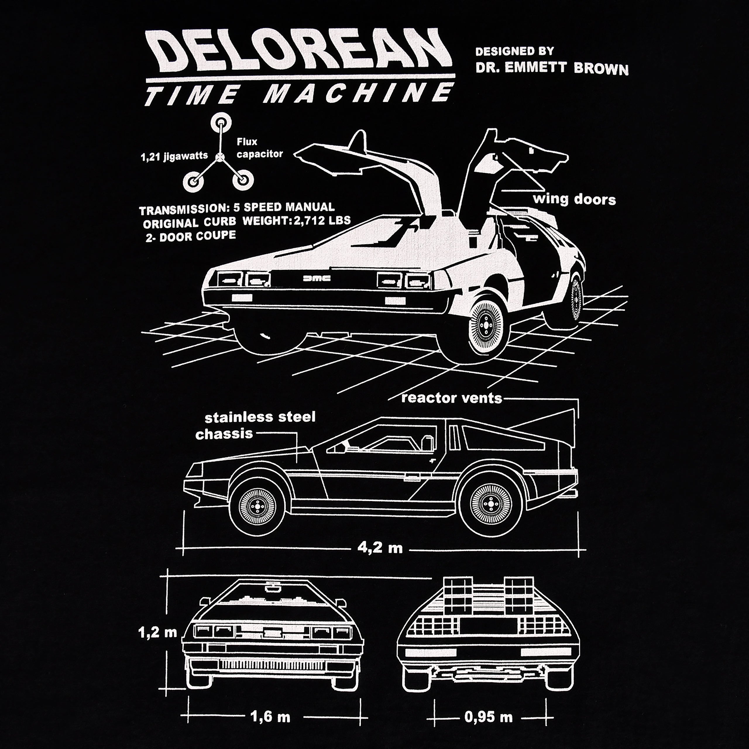 Produktbild Zurück in die Zukunft - DeLorean T-Shirt schwarz