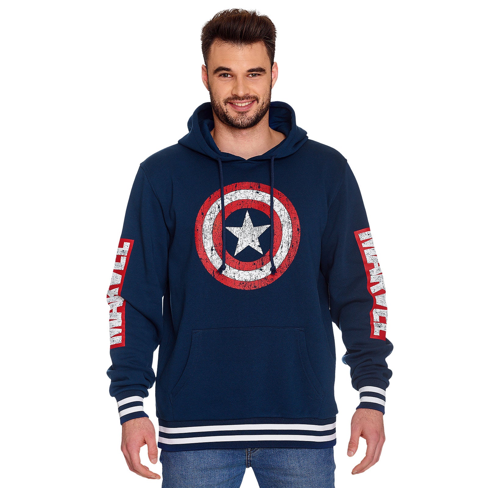 Produktbild Captain America - Shield Distressed Logo Hoodie blau