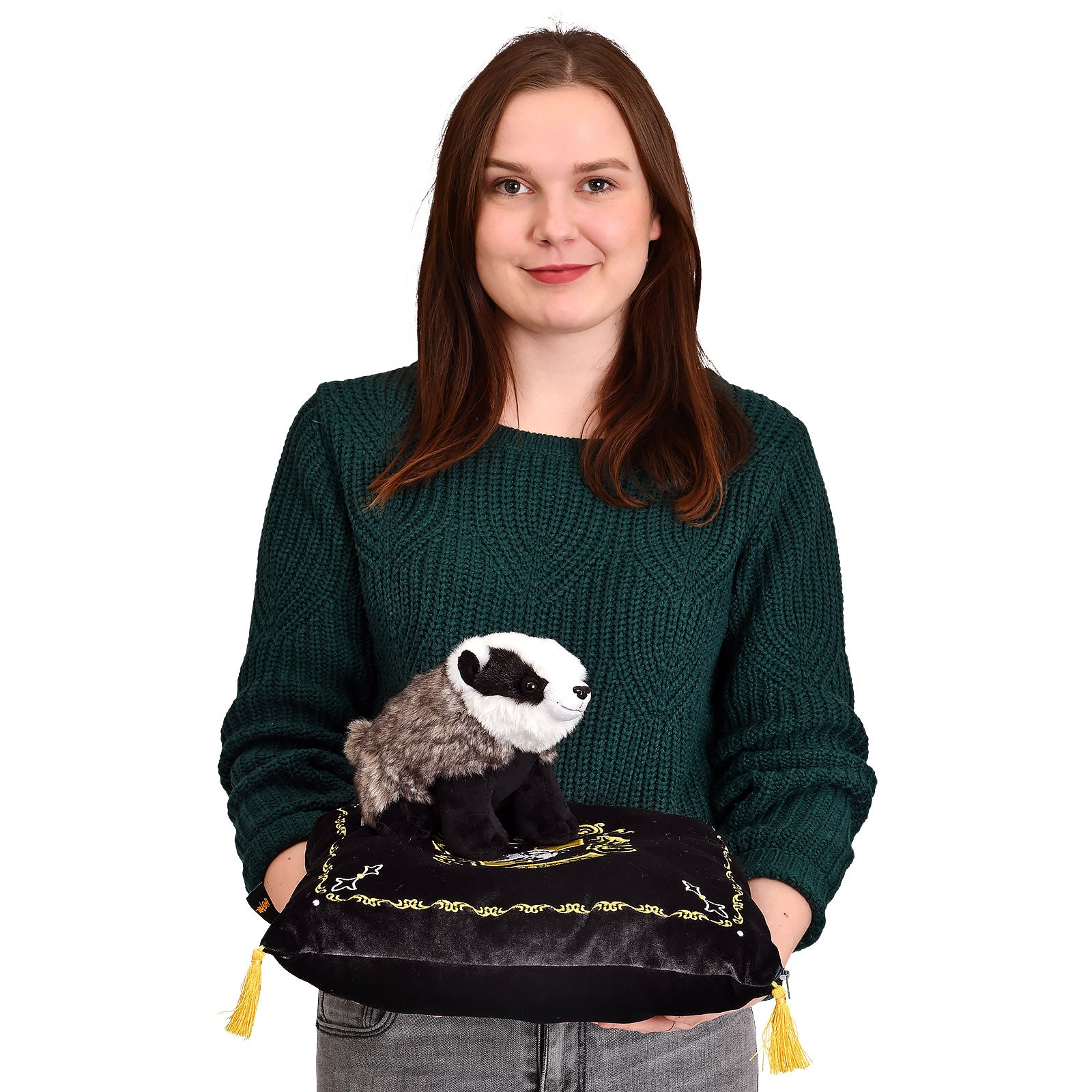 Produktbild Harry Potter - Hufflepuff Wappen Kissen mit Plüsch Figur