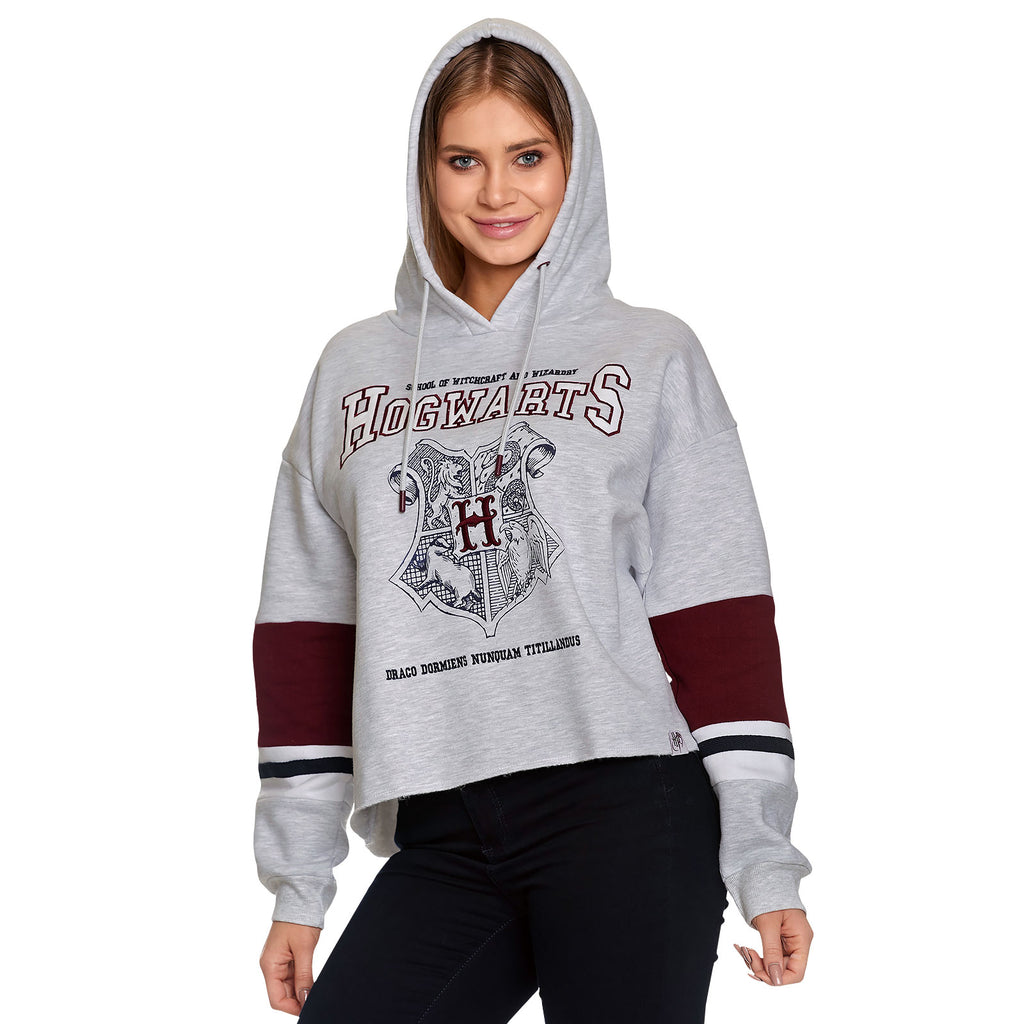 Produktbild Harry Potter - Hogwarts School Crop Hoodie Damen grau