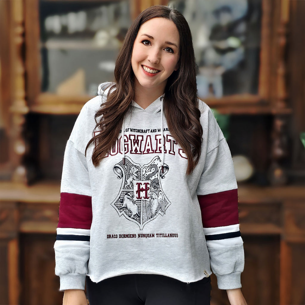 Produktbild Harry Potter - Hogwarts School Crop Hoodie Damen grau