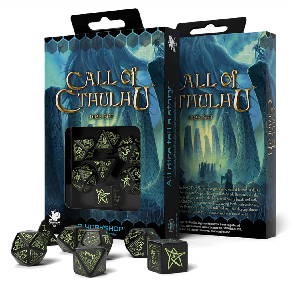 Produktbild Call of Cthulhu Glow in the Dark RPG Würfel Set 7tlg schwarz