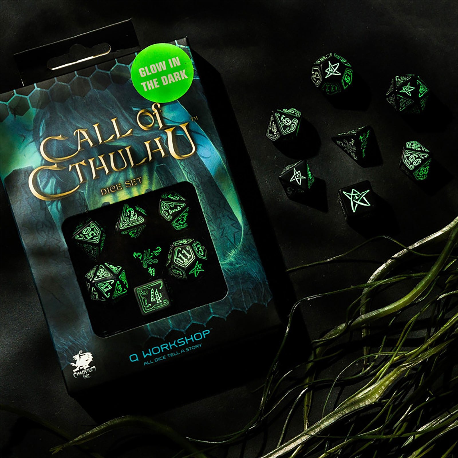 Produktbild Call of Cthulhu Glow in the Dark RPG Würfel Set 7tlg schwarz
