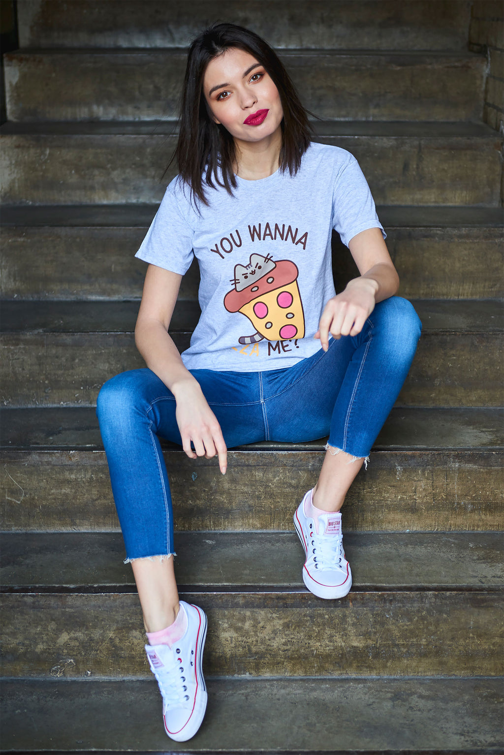 Produktbild Pusheen - You Wanna Pizza Me T-Shirt grau