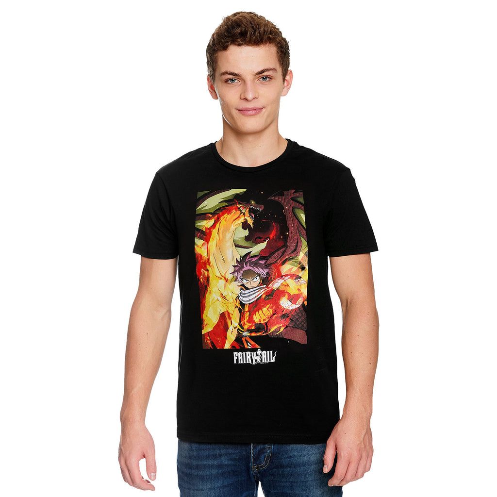 Fairy Tail - Natsu mit Igneel T-Shirt schwarz