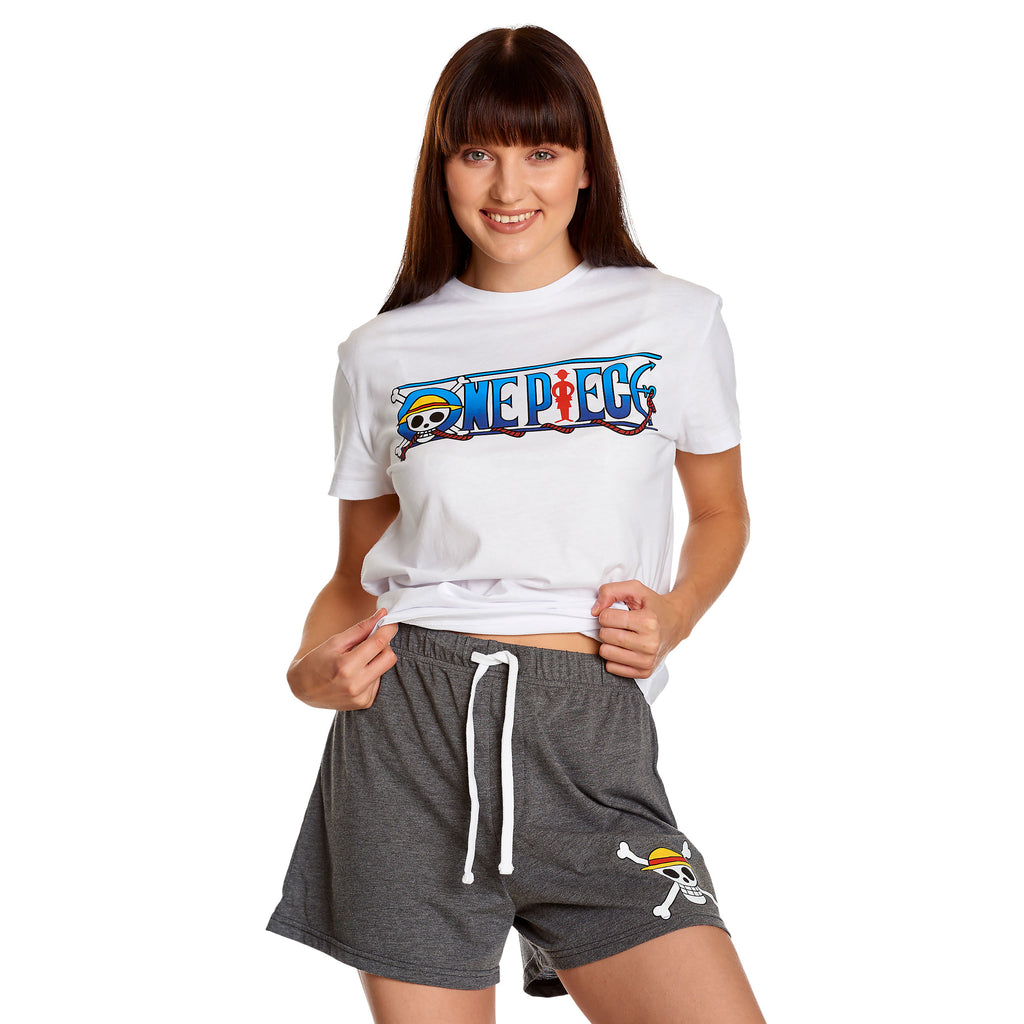 One Piece - Strohhutbande Skull Logo Pyjama kurz