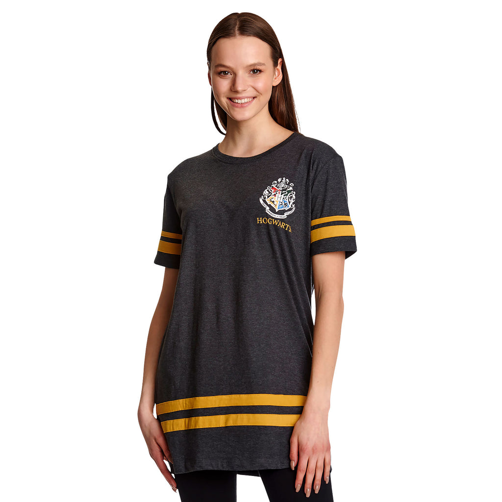 Produktbild Hufflepuff Sucher Diggory Oversize T-Shirt Damen grau - Harry Potter