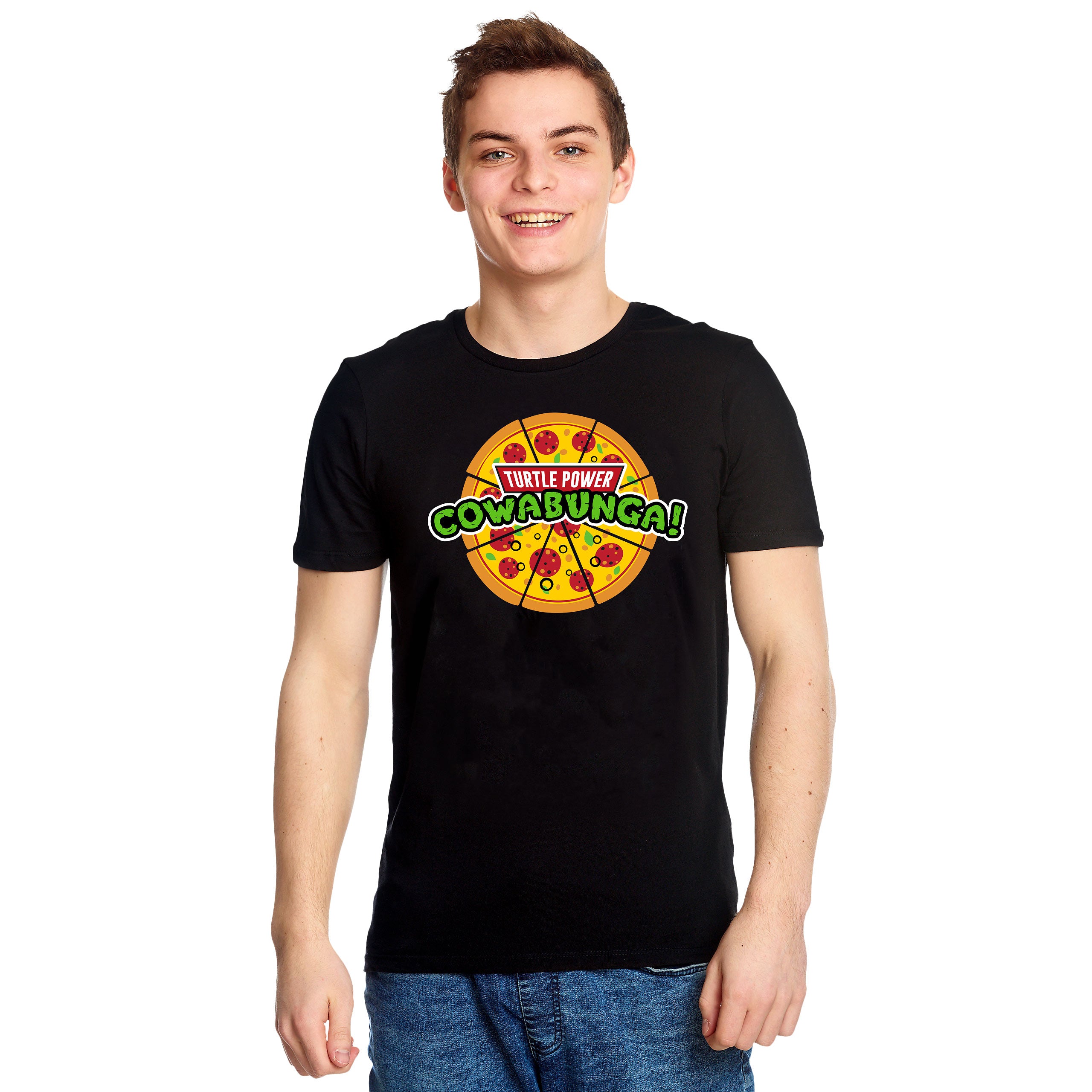 Produktbild Cowabunga Pizza T-Shirt für Ninja Turtles Fans schwarz
