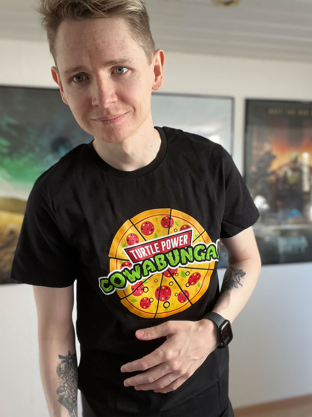 Produktbild Cowabunga Pizza T-Shirt für Ninja Turtles Fans schwarz