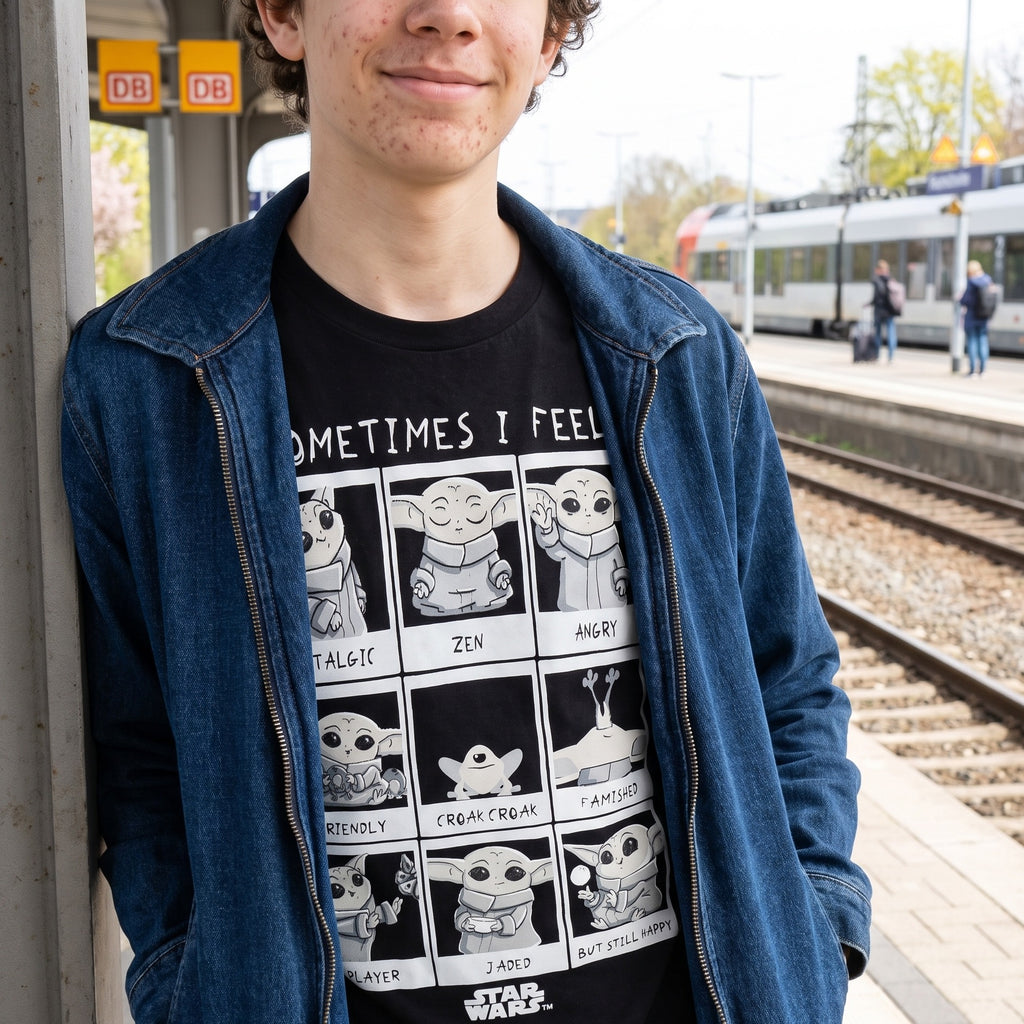 Produktbild Grogu Emotions T-Shirt Damen schwarz - Star Wars The Mandalorian