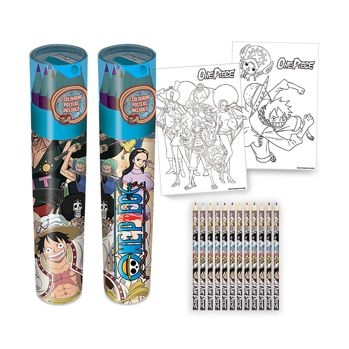 Produktbild One Piece - Stiftebox 12er Set mit 2 Ausmalbildern