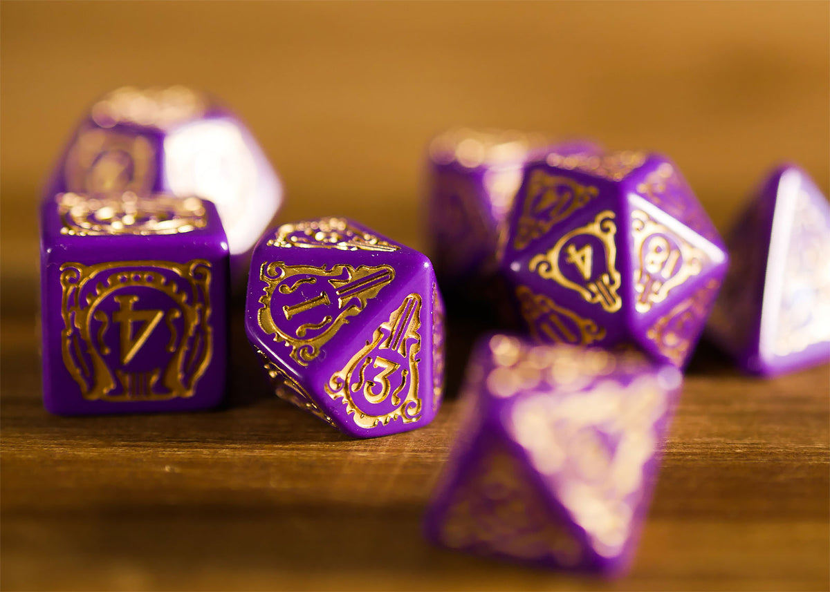 Produktbild Witcher - Dandelion Viscount de Lettenhove RPG Würfel Set 7tlg mit Sammlermünze